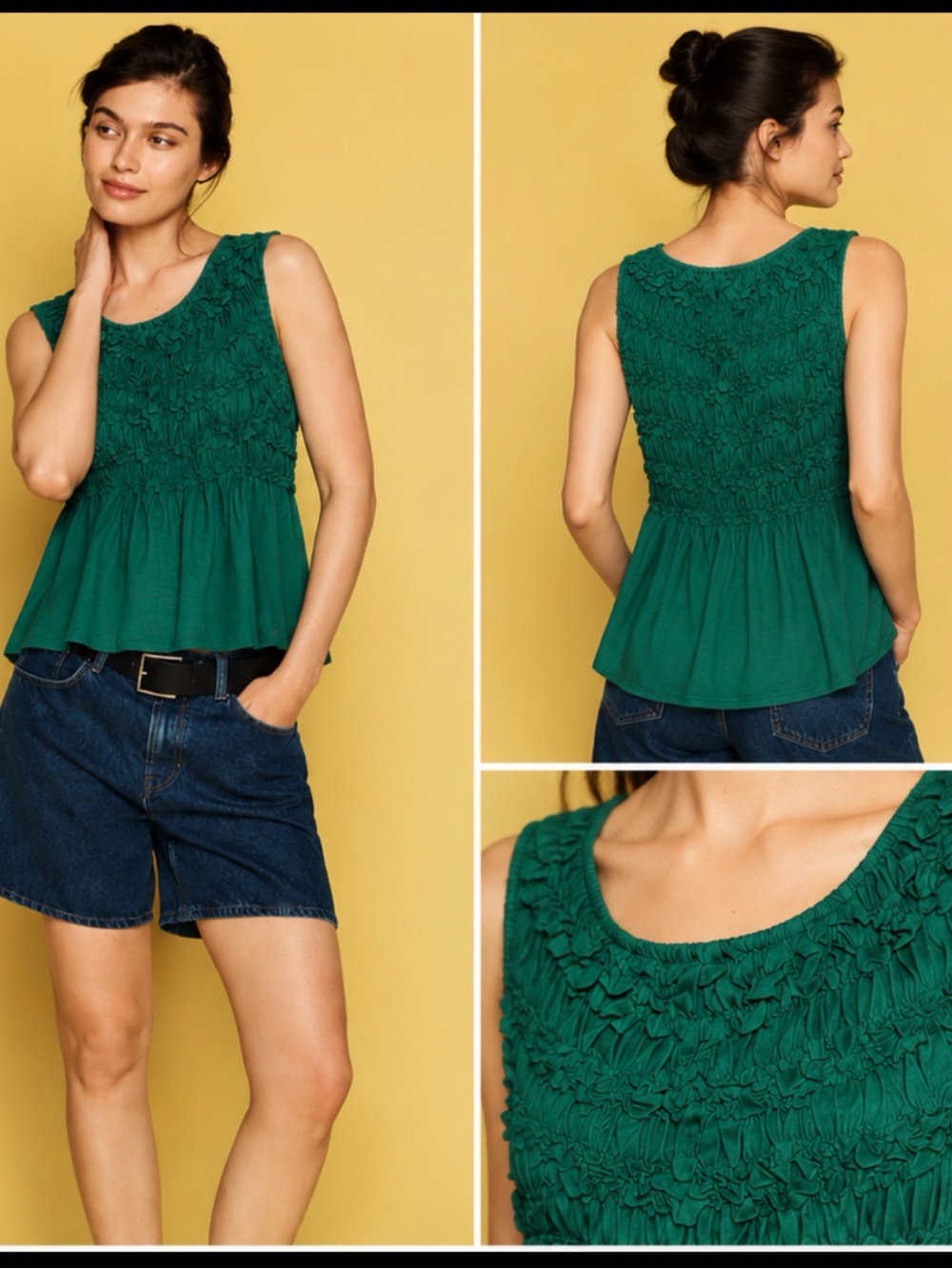 Anthropologie Deletta green ruched top